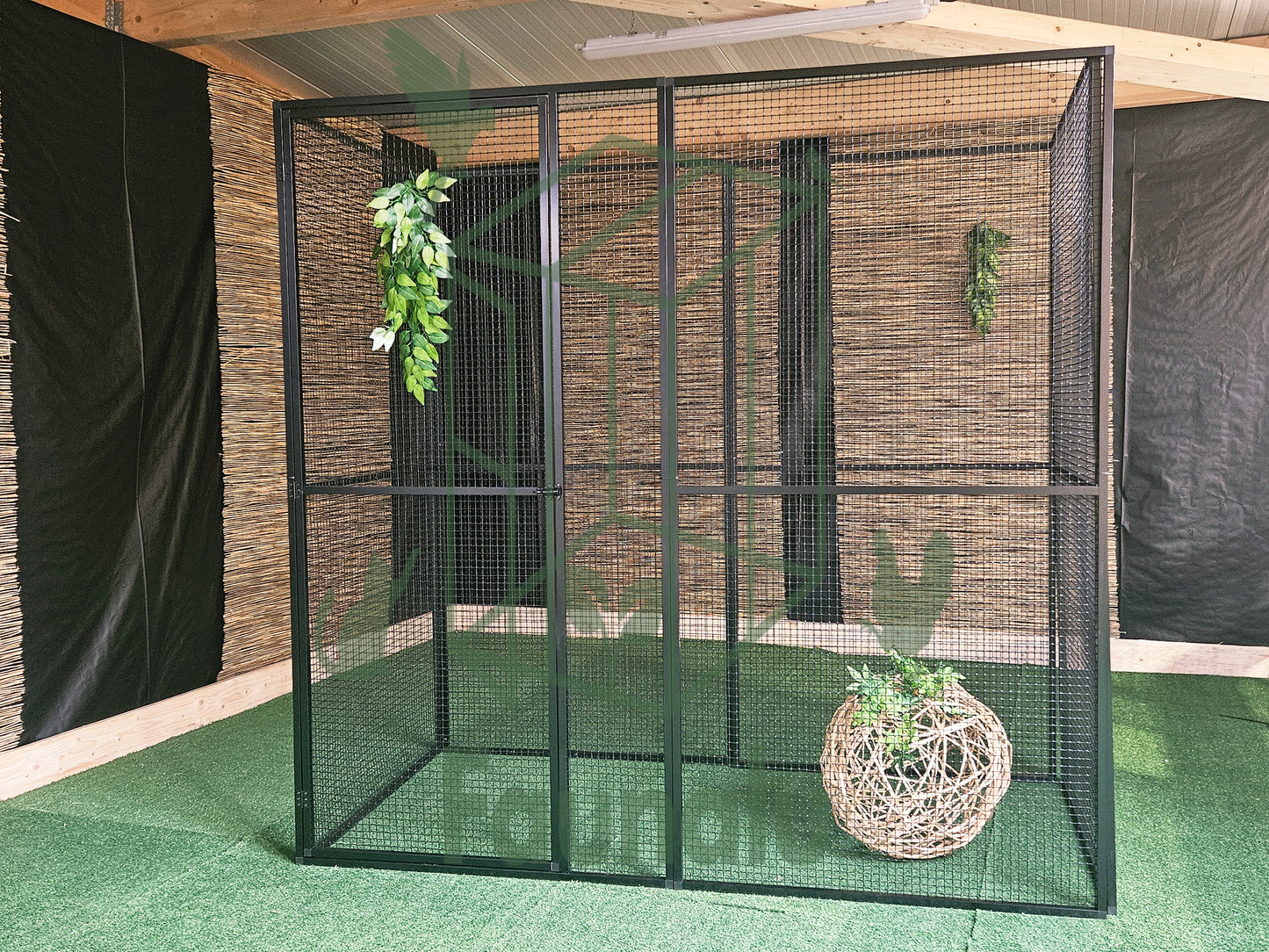 Chatterie Premium Aluminium Noir 200Lx200Hx100l cm Montée - Panneaux + Porte