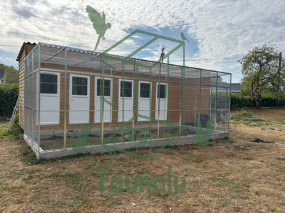 Chatterie Catio Aluminium Pension Féline 775Lx300lx260H cm – Réalisation sur mesure Faunalu