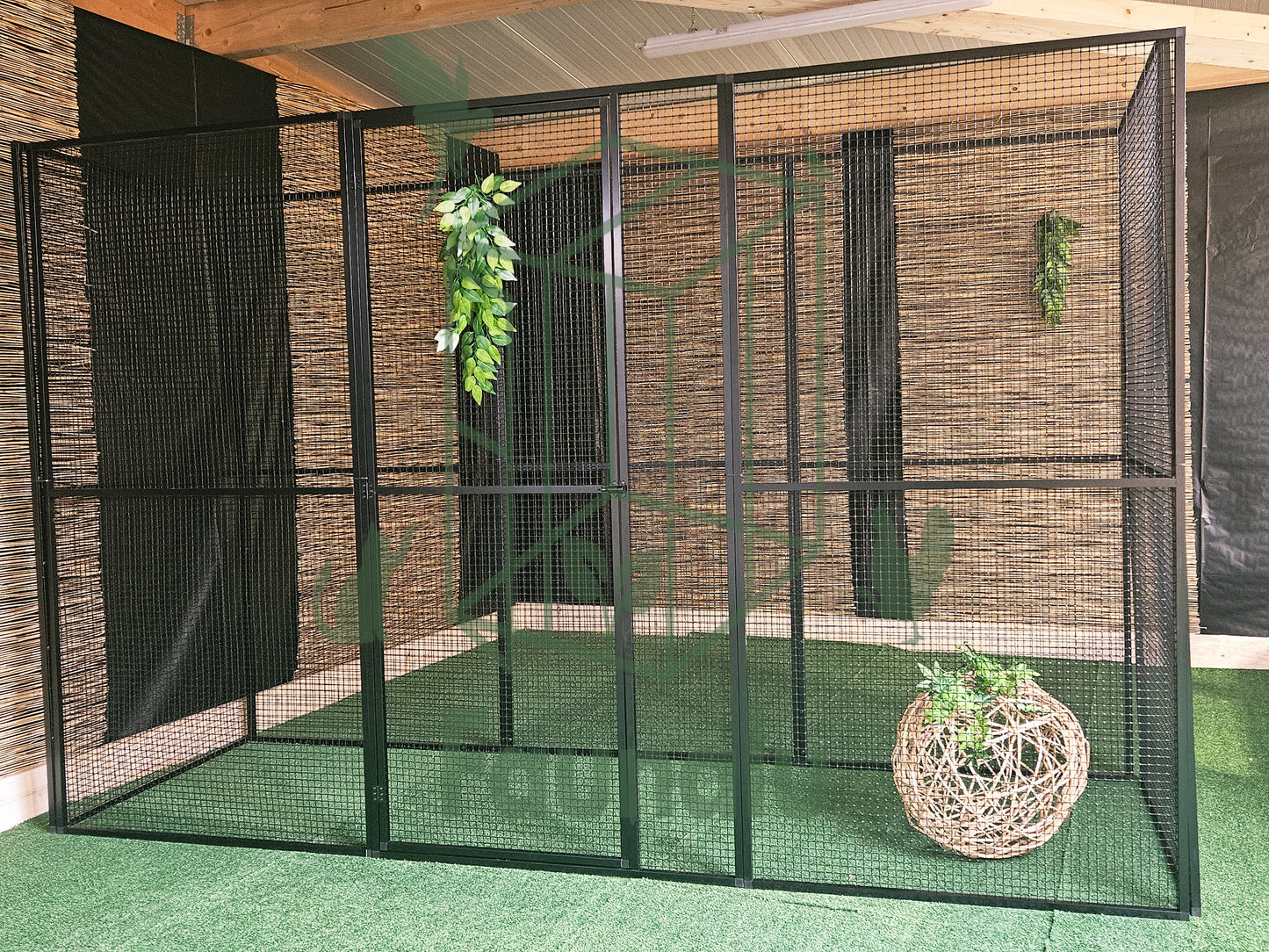 Chatterie Premium Aluminium Noir 300Lx200Hx100l cm Montée -  Panneaux + Porte