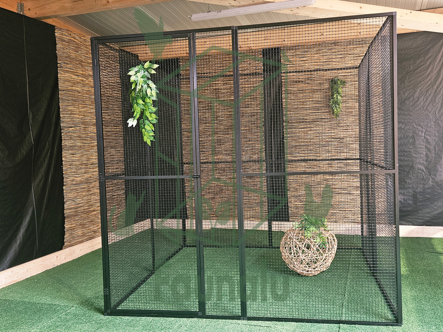 Chatterie Premium Aluminium Noir 200Lx200Hx200l cm Montée -  Panneaux + Porte