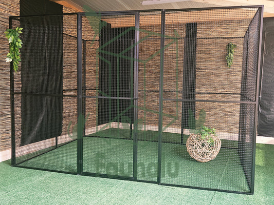 Chatterie Premium Aluminium Noir 300Lx200Hx200l cm Montée -  Panneaux + Porte