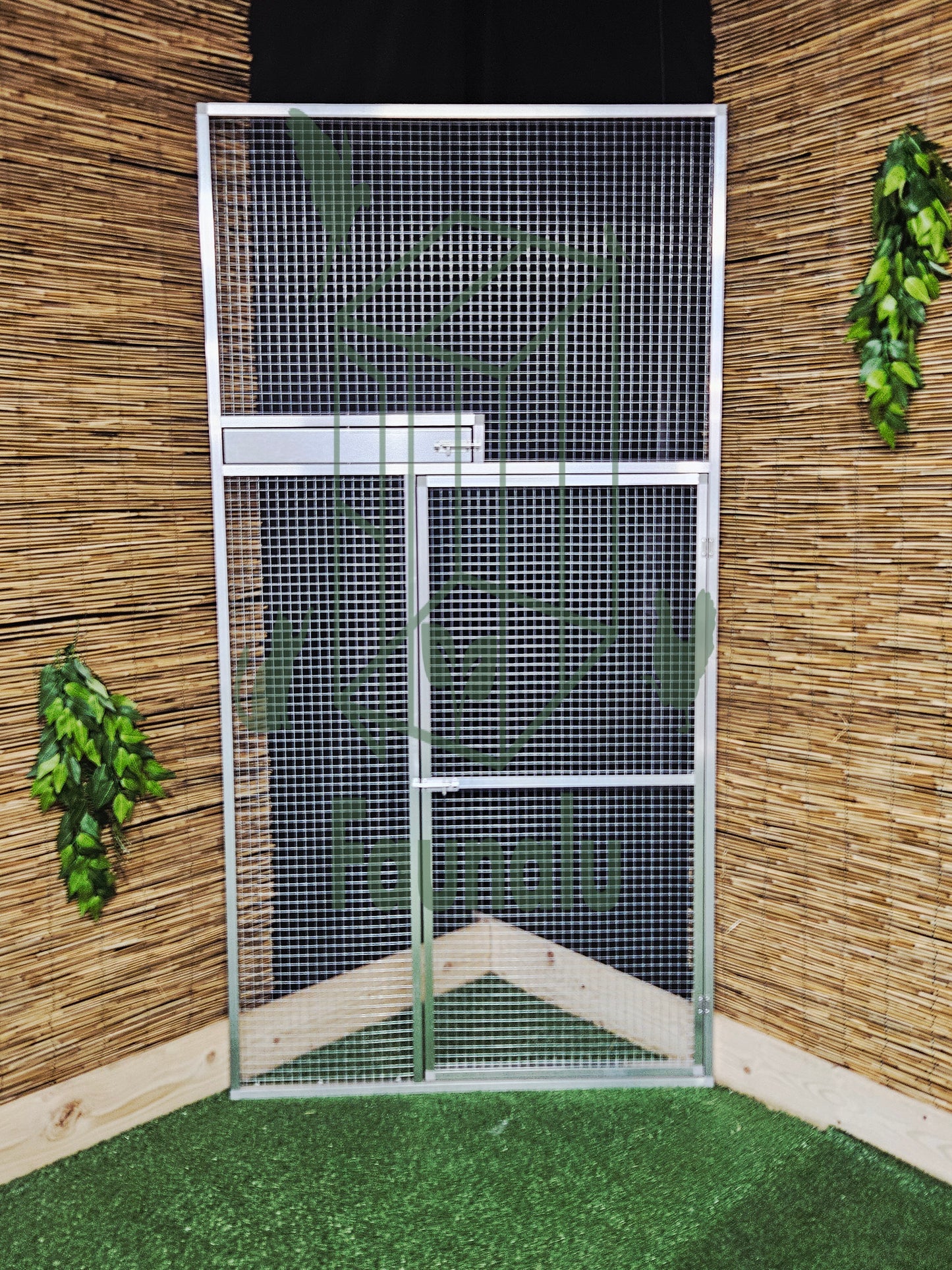Volière/Chatterie Aluminium Monté 600Lx200Hx200l cm – Robuste, Résistant Extérieur - Panneaux + Porte