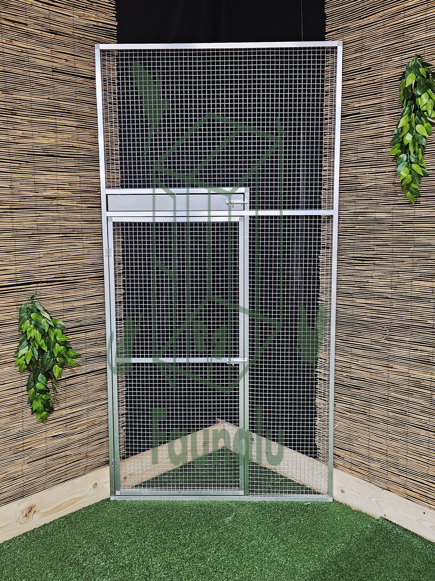Volière/Chatterie Aluminium Monté 600Lx200Hx100l cm – Robuste, Résistant Extérieur - Panneaux + Porte