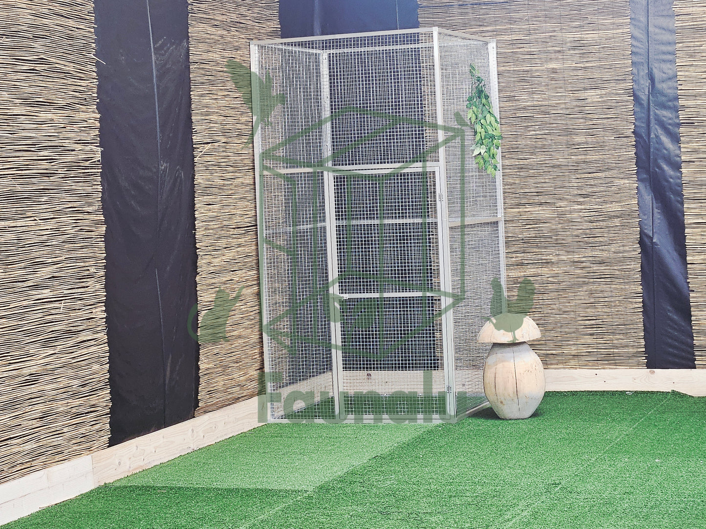 Volière/Chatterie Aluminium Monté 100Lx200Hx100l  cm – Robuste, Résistant Extérieur -  Panneaux + Porte