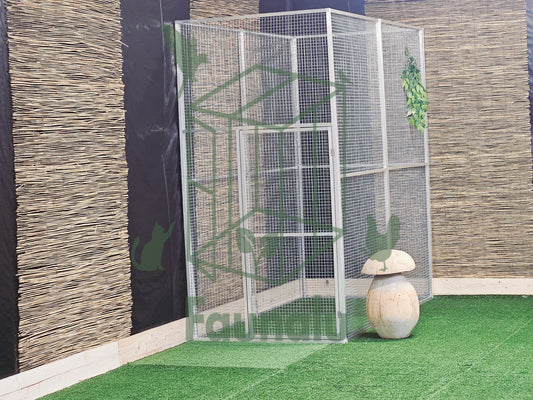 Volière/Chatterie Aluminium Monté 200Lx200Hx100l cm – Robuste, Résistant Extérieur - Panneaux + Porte