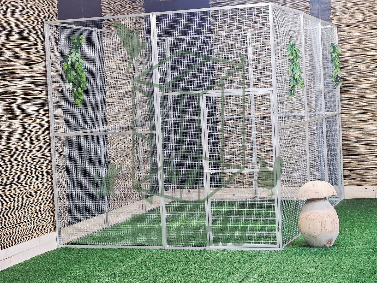Volière/Chatterie Aluminium Monté 300Lx200Hx200l cm – Robuste, Résistant Extérieur - Panneaux + Porte