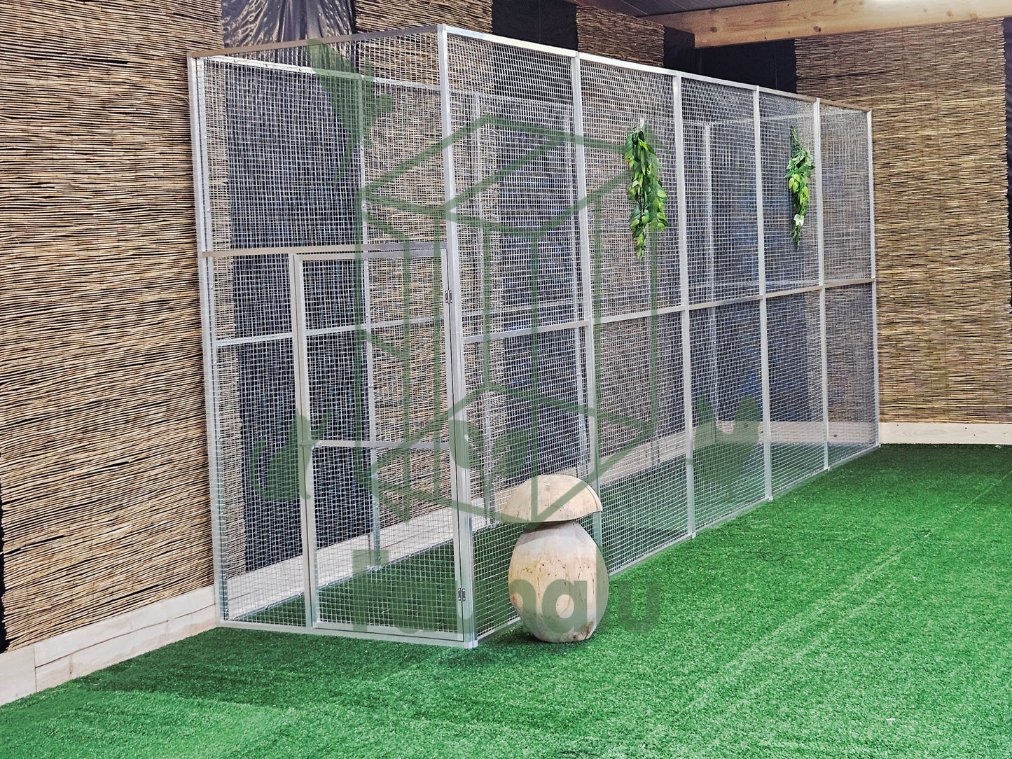 Volière/Chatterie Aluminium Monté 500Lx200Hx100l cm – Robuste, Résistant Extérieur - Panneaux + Porte
