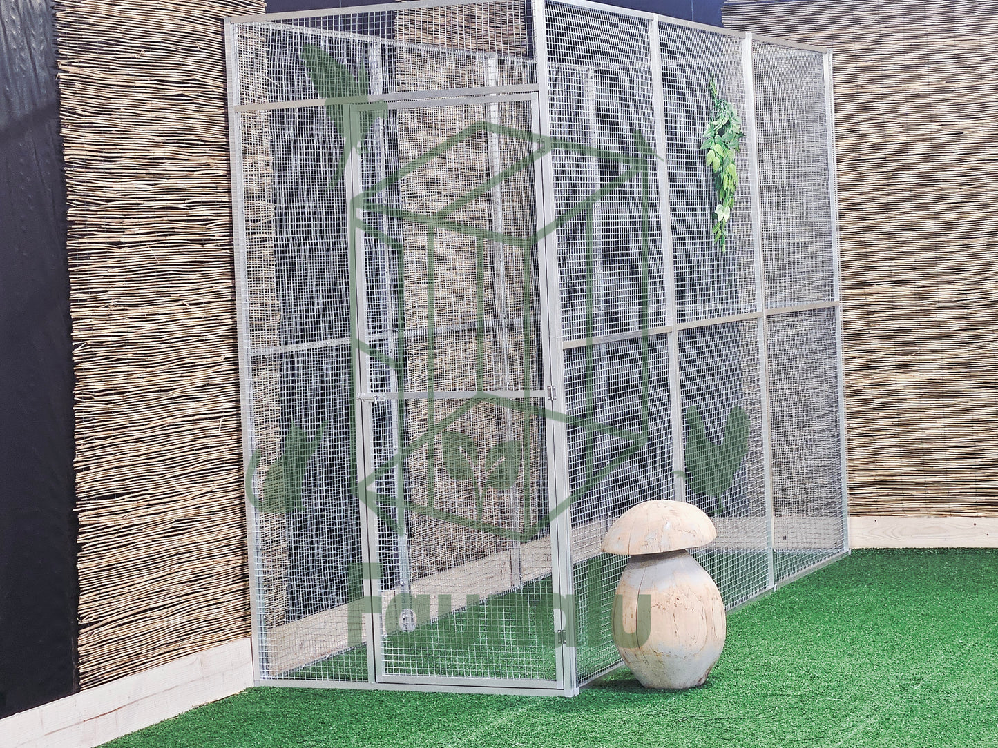 Volière/Chatterie Aluminium Monté 300Lx200Hx100l cm – Robuste, Résistant Extérieur - Panneaux + Porte