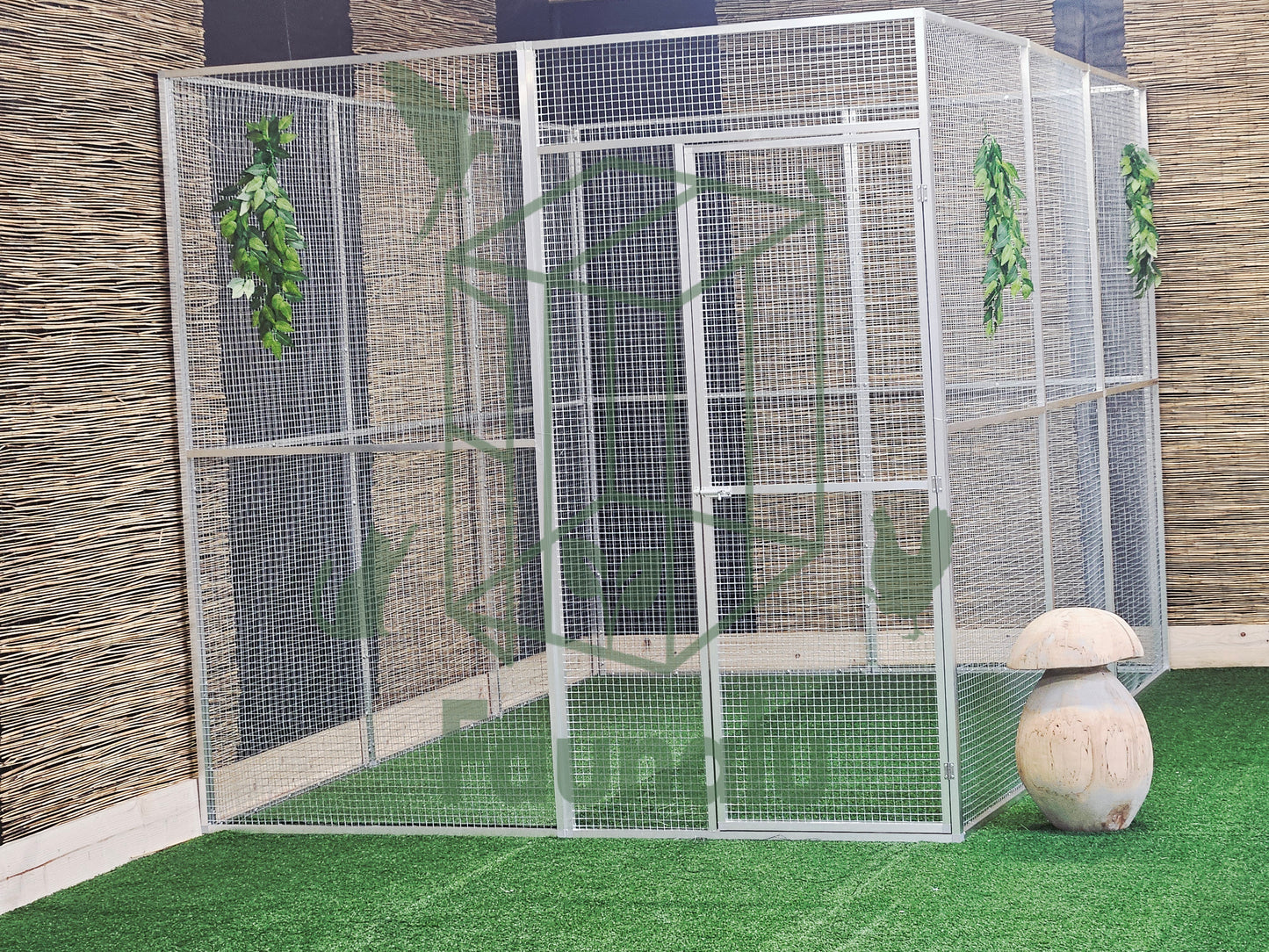 Volière/Chatterie Aluminium Monté 300Lx200Hx200l cm – Robuste, Résistant Extérieur - Panneaux + Porte