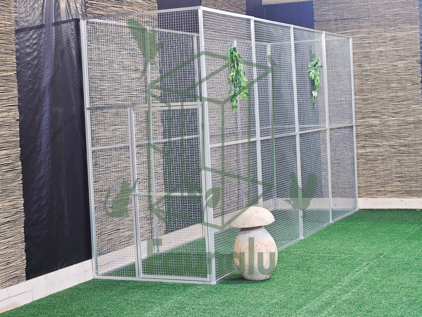 Volière/Chatterie Aluminium Monté 400Lx200Hx100l cm – Robuste, Résistant Extérieur - Panneaux + Porte