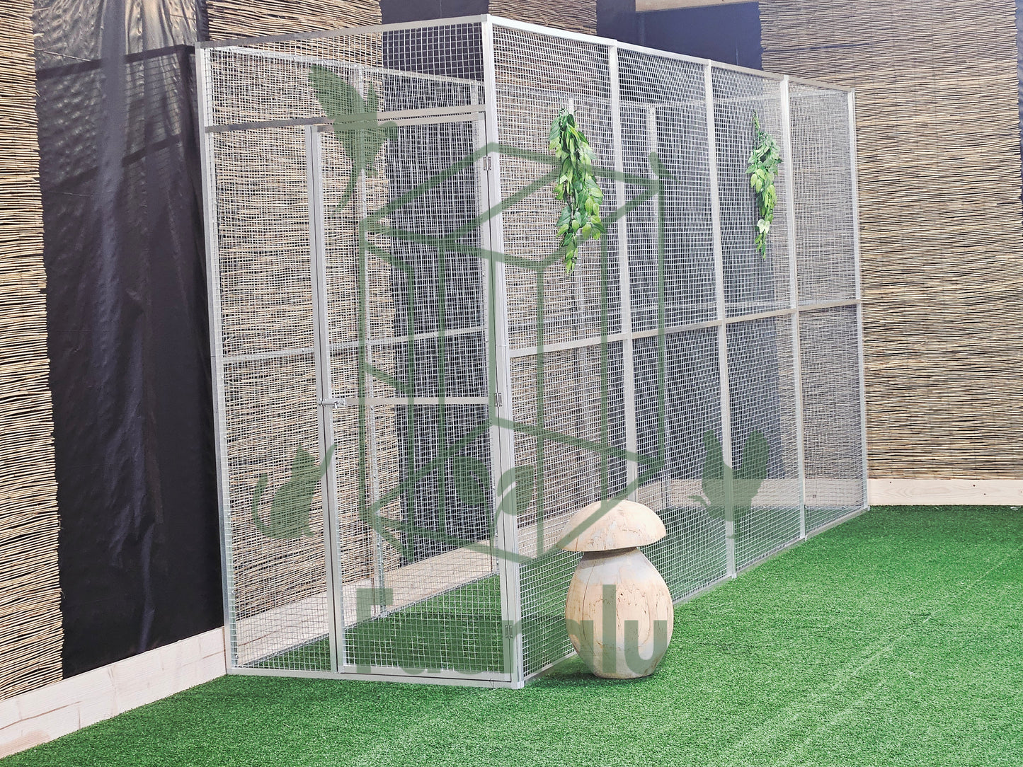 Volière/Chatterie Aluminium Monté 400Lx200Hx100l cm – Robuste, Résistant Extérieur - Panneaux + Porte