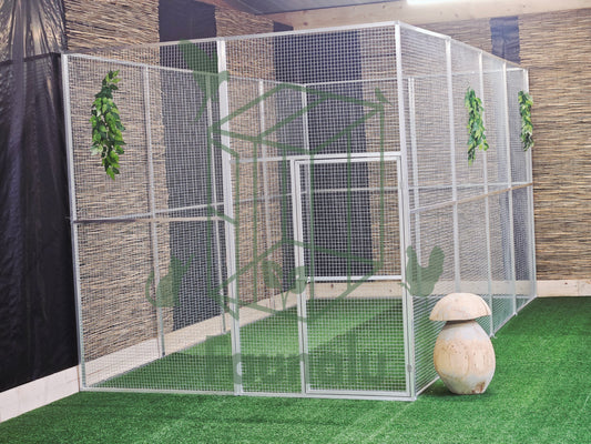 Volière/Chatterie Aluminium Monté 400Lx200Hx200l cm – Robuste, Résistant Extérieur - Panneaux + Porte