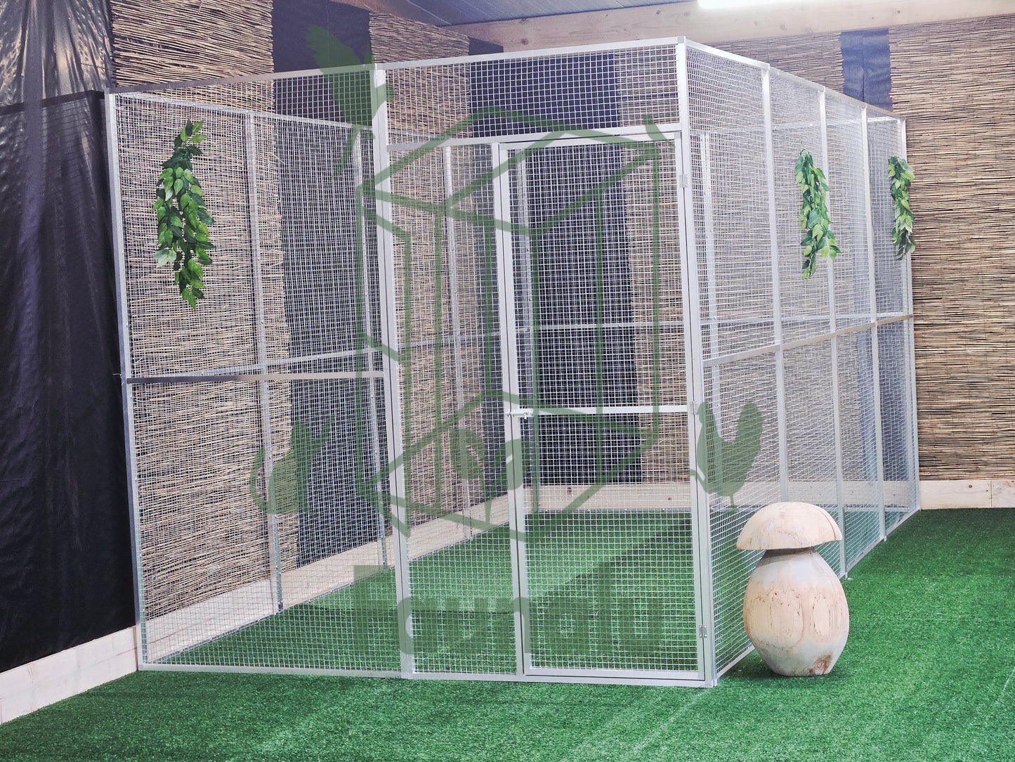 Volière/Chatterie Aluminium Monté 400Lx200Hx200l cm – Robuste, Résistant Extérieur - Panneaux + Porte