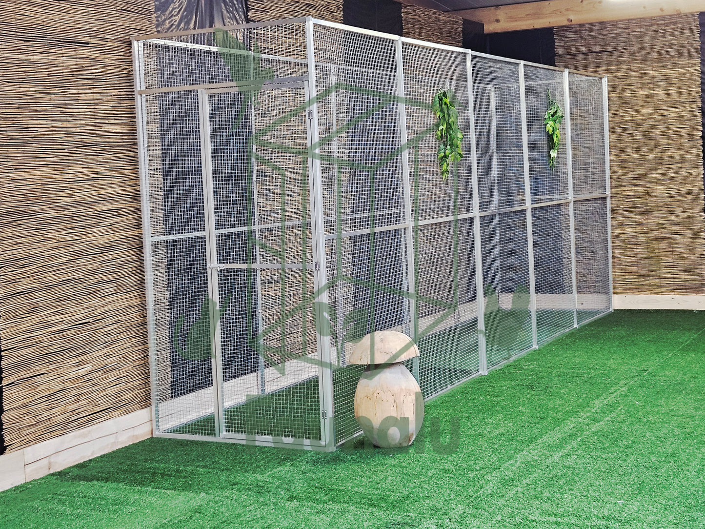 Volière/Chatterie Aluminium Monté 500Lx200Hx100l cm – Robuste, Résistant Extérieur - Panneaux + Porte