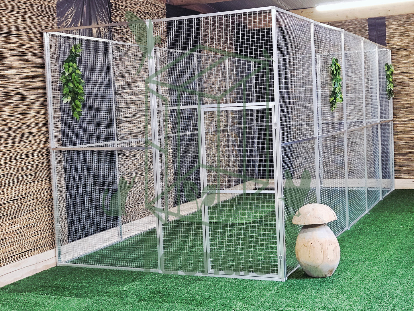 Volière/Chatterie Aluminium Monté 500Lx200Hx200l cm – Robuste, Résistant Extérieur - Panneaux + Porte