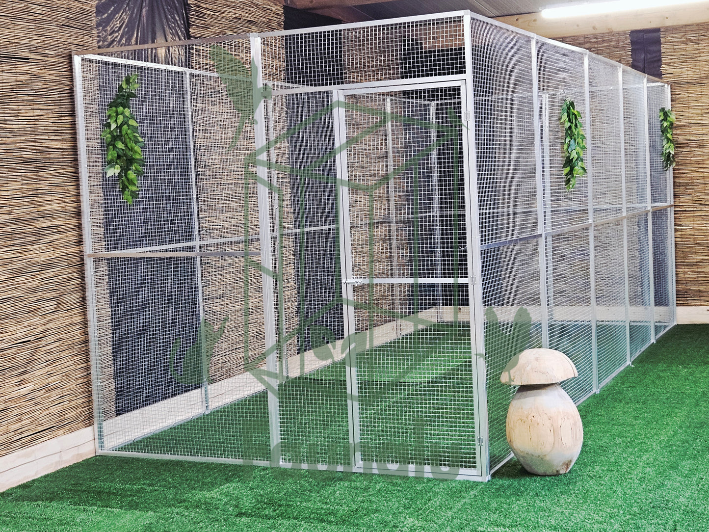 Volière/Chatterie Aluminium Monté 500Lx200Hx200l cm – Robuste, Résistant Extérieur - Panneaux + Porte