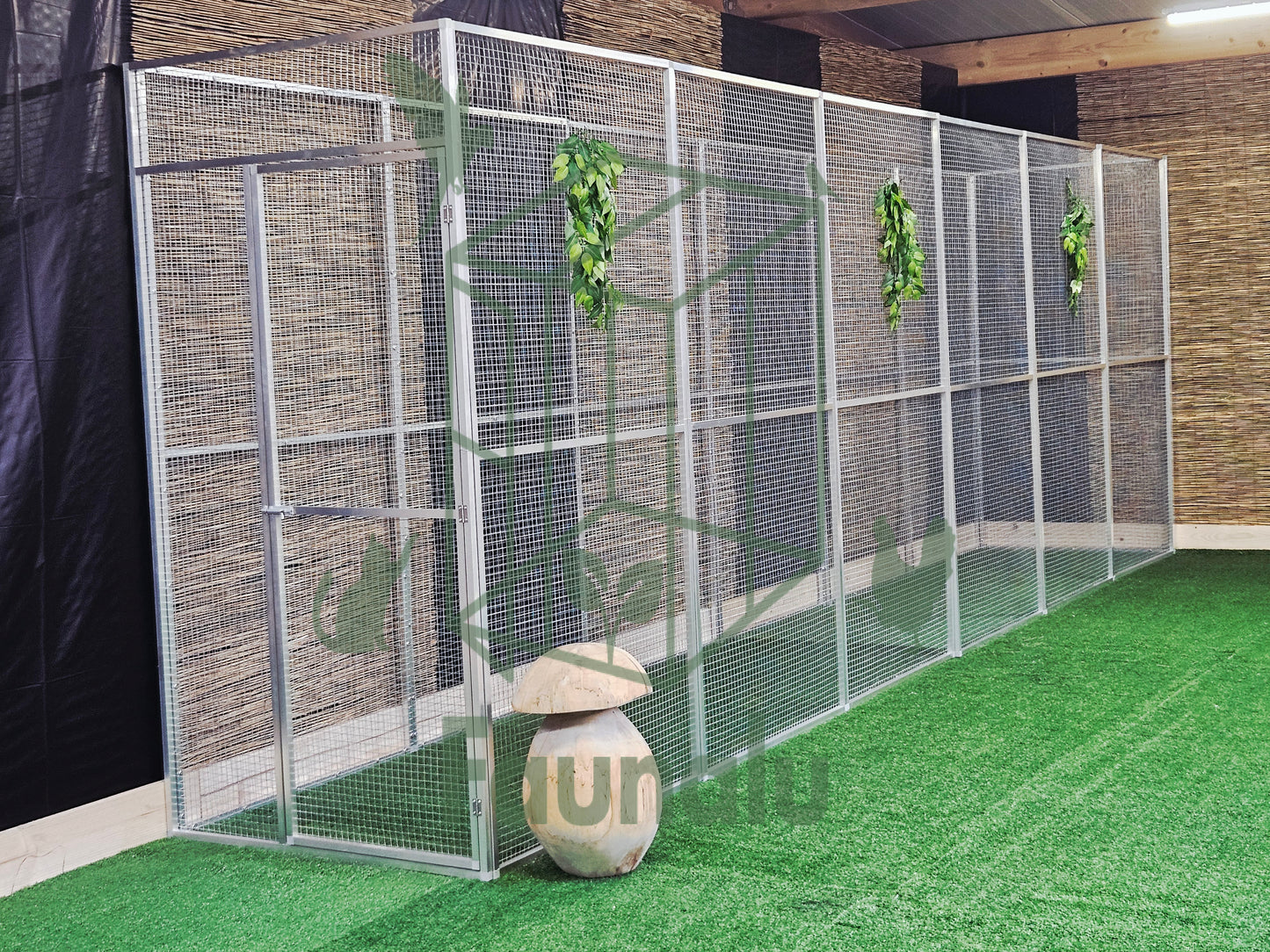 Volière/Chatterie Aluminium Monté 600Lx200Hx100l cm – Robuste, Résistant Extérieur - Panneaux + Porte