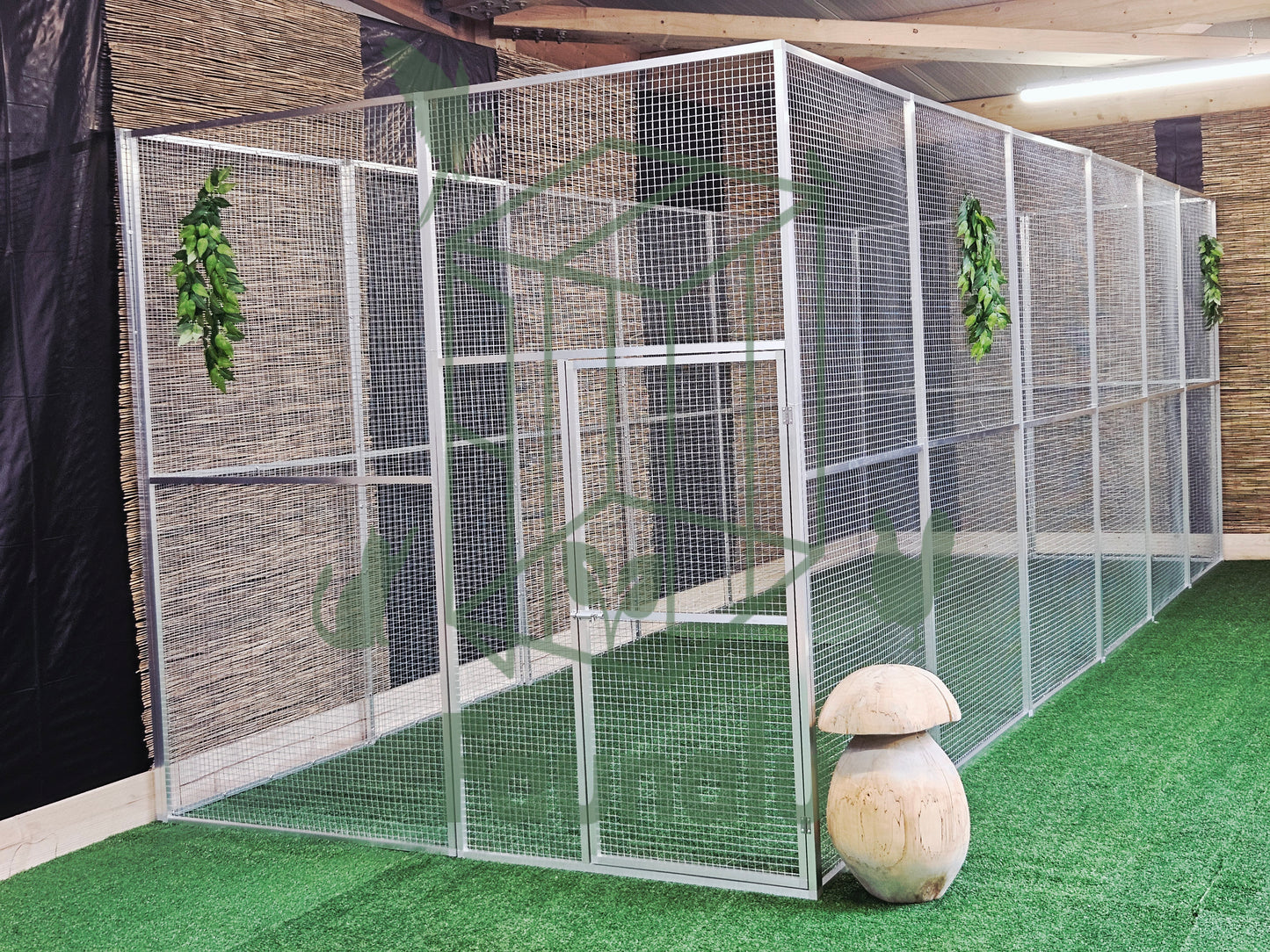 Volière/Chatterie Aluminium Monté 600Lx200Hx200l cm – Robuste, Résistant Extérieur - Panneaux + Porte