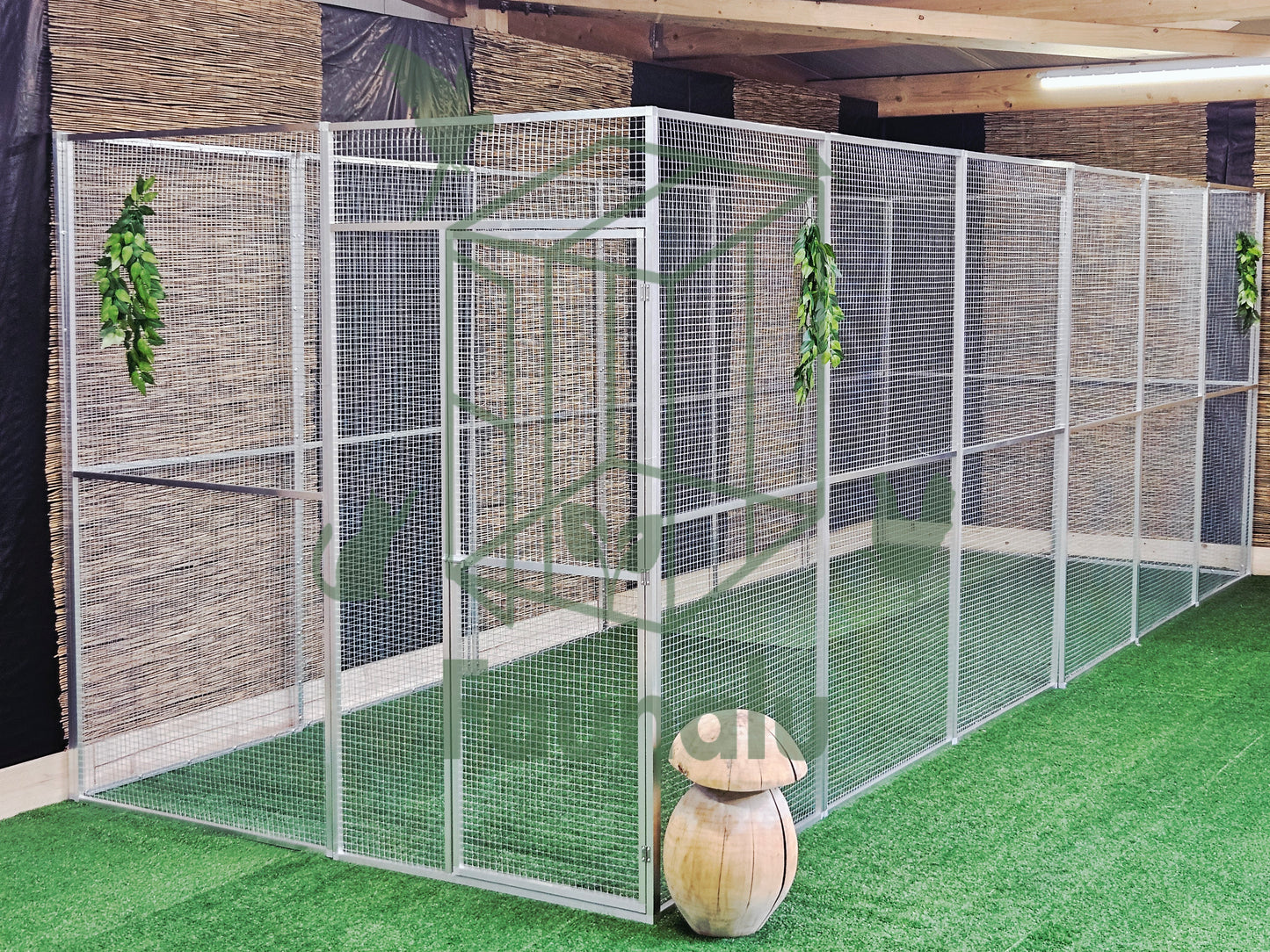 Volière/Chatterie Aluminium Monté 600Lx200Hx200l cm – Robuste, Résistant Extérieur - Panneaux + Porte